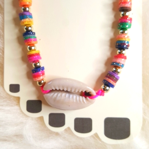 3 for $15 Colorful Rainbow Cowrie Shell Anklet - Picture 3 of 4